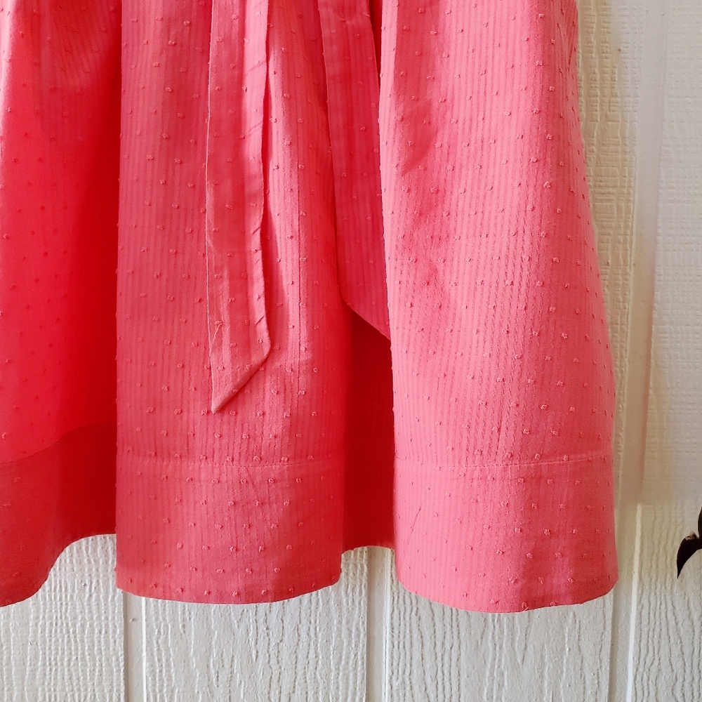 Vintage Anthropologie MaEve Pink V Neck Button Swiss Dot Swing Dress Pockets 14 - Picture 7 of 8